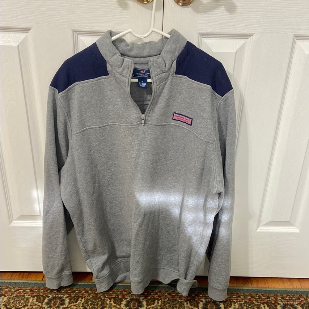 Vineyard Vines Gray and Navy Pullover